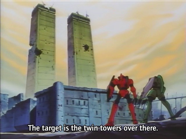 The target is the twin towers over there.