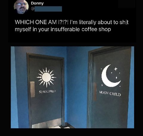 Donny WHICH ONE 1?!?! literally about to myself in your insufferable coffee shop С А SUN CHILD MOON