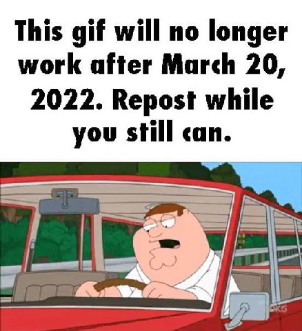 This gif will no longer work after March 20, 2022. Repost while you still can.