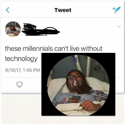 Tweet these millennials can't live without technology 6/18/17, 1:45 В A>