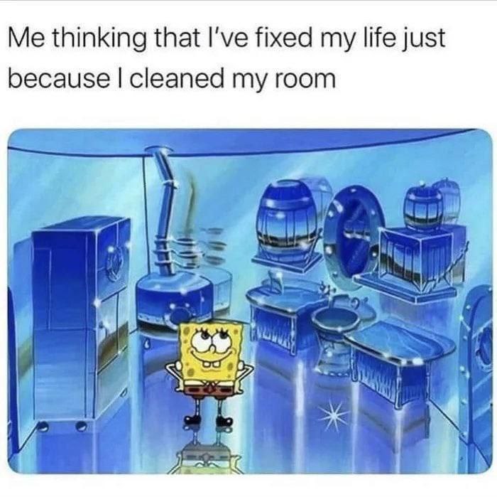 Me thinking that I've fixed my life just because cleaned my room 7 4