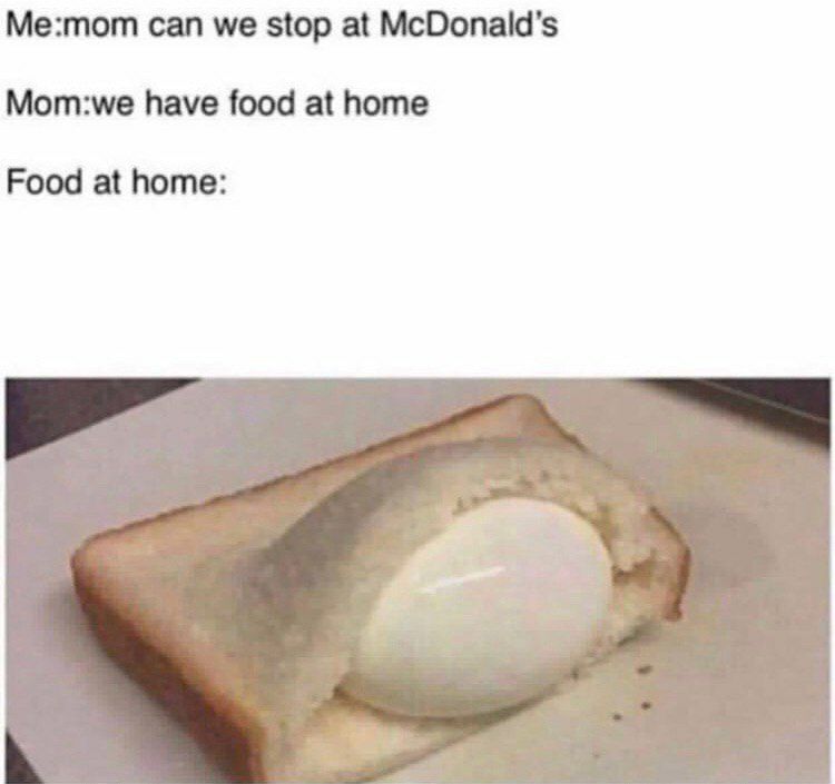 Ме:тот can we stop at Mom:we have food at home Food at home: