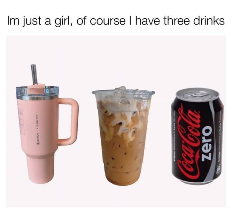 just a girl, of course have three drinks