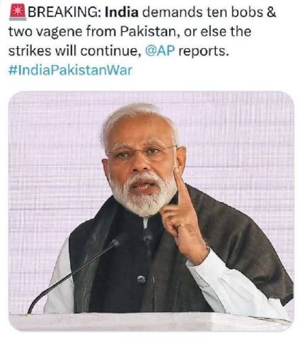 BREAKING: India demands ten bobs two vagene from Pakistan, or else the strikes will continue, reports. #indiaPakistanWar у