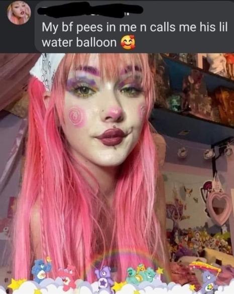 My pees in me his lil water balloon i