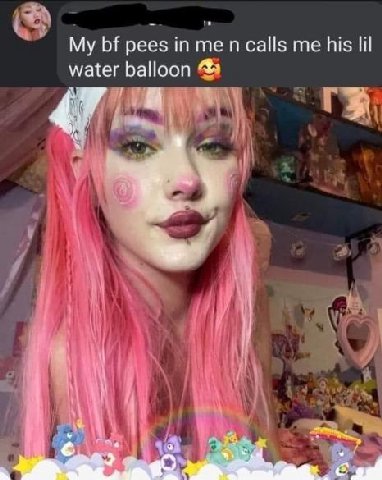 My pees in me his lil water balloon i