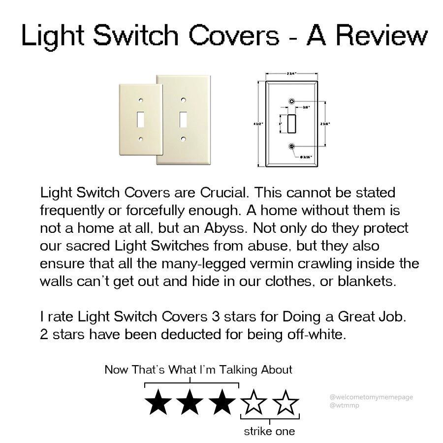 Light Switch Covers А Review 4 Light Switch Covers are Crucial. This cannot be stated frequently or forcefully enough. A home without them is not a home at all, but an Abyss. Not only they protect our