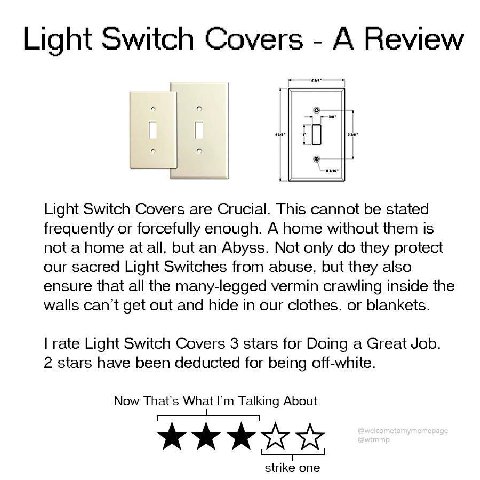 Light Switch Covers А Review 4 Light Switch Covers are Crucial. This cannot be stated frequently or forcefully enough. A home without them is not a home at all, but an Abyss. Not only they protect our