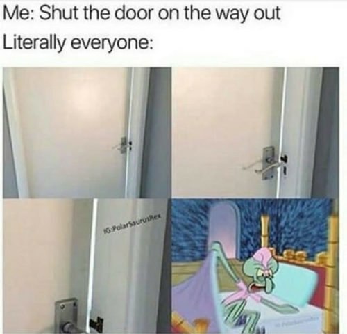 Me: Shut the door on the way out Literally everyone: