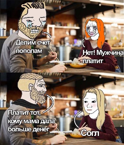 Делим счет пополам Нет! Мужчина платит Платиттот, кому мама дала, больше денег Com