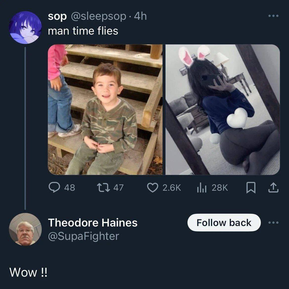 man time flies Theodore Haines Follow back Wow