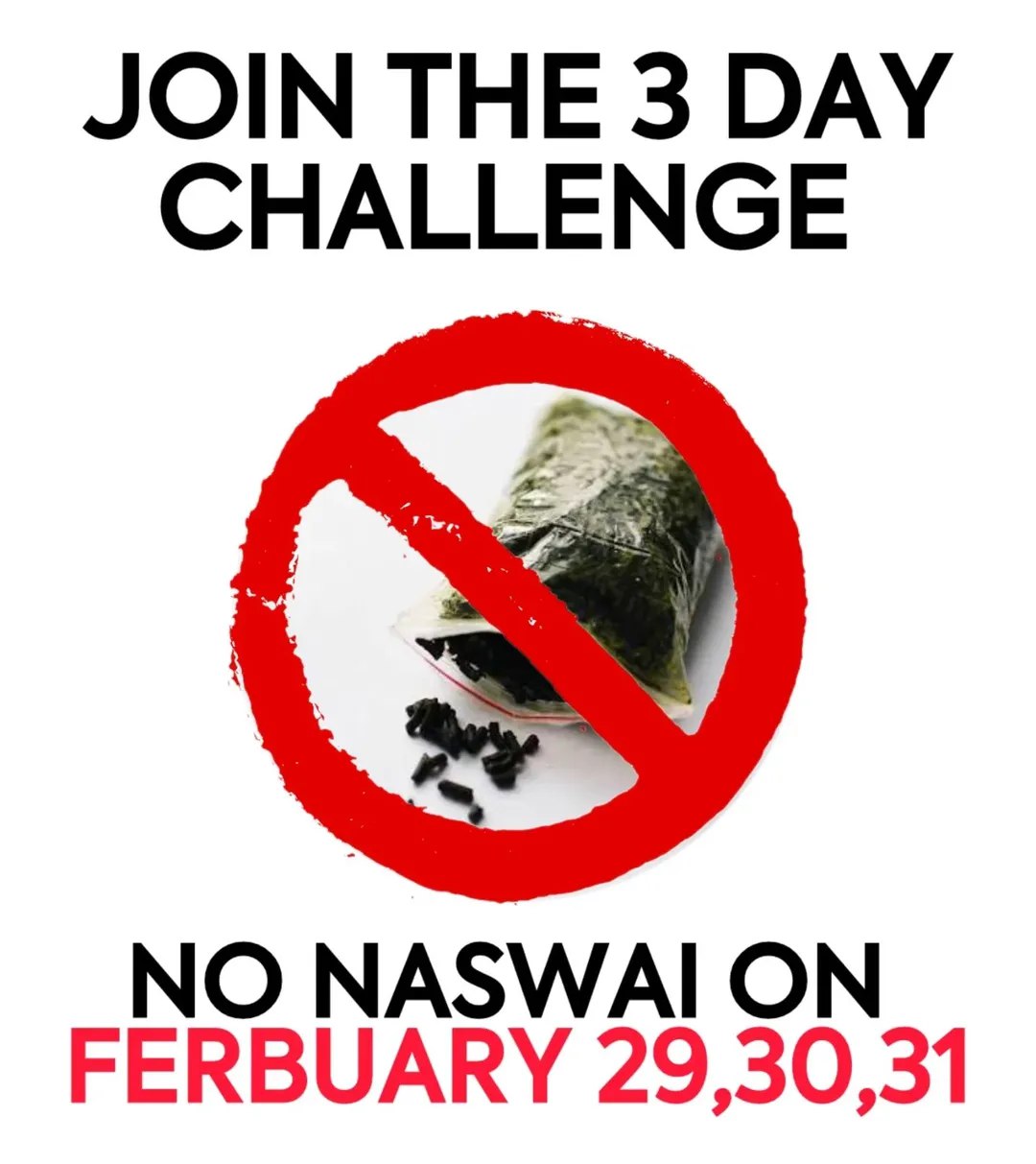 JOIN THE 3 DAY CHALLENGE NO NASWAI ON FERBUARY 29,30,31