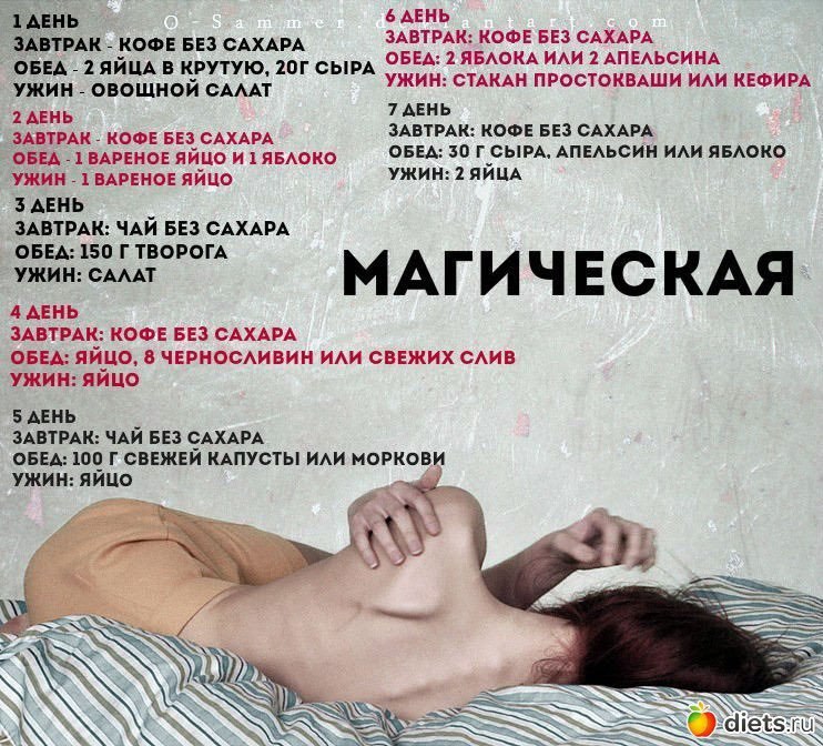 6 ДЕНЬ ТАЕНЬ ЗАВТРАК КОФЕ БЕЗ САХАРА ЗАВТРАК: КОФЕ БЕЗ САХАРА ОБЕД: 2 ЯБЛОКА ИЛИ 2 АПЕЛЬСИНА ОБЕД 2 ЯИЦА В КРУТУЮ, СЫРА УЖИН: СТАКАН ПРОСТОКВАШИ ИЛИ КЕФИРА УЖИН ОВОЩНОЙ САЛАТ 2 ДЕНЬ 7 AEHb ЗАВТРАК: КО
