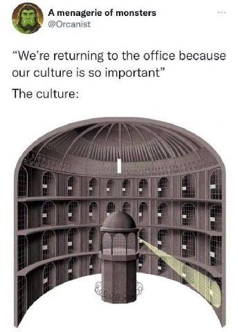 А menagerie of monsters @Orcanist “We’re returning to the office because our culture is so important” The culture: a 5 a я a и и 4 ЕЕ