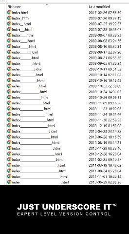 Filename Last modified index.html 2017-02-26 07:56:39 index_htm! 2009-07-20 09:23:19 2009-07-25 19:22:37 index__.html 2009-07-28 10:05:07 2009-08-07 08:29:23 2009-08-08 03:24:56 паех_ 2009-08-10 08:32