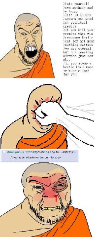>hate yourself >own nothing and be happy >life is BAD good goy spiritual credits >if you kill your enemies they win >renounce family >eat soy not meat >nothing matters >we are eternal At but are reach