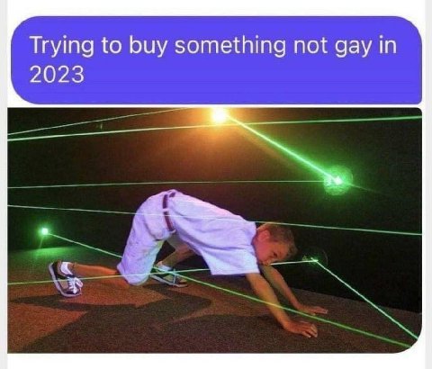 Trying to buy something not gay in 2023