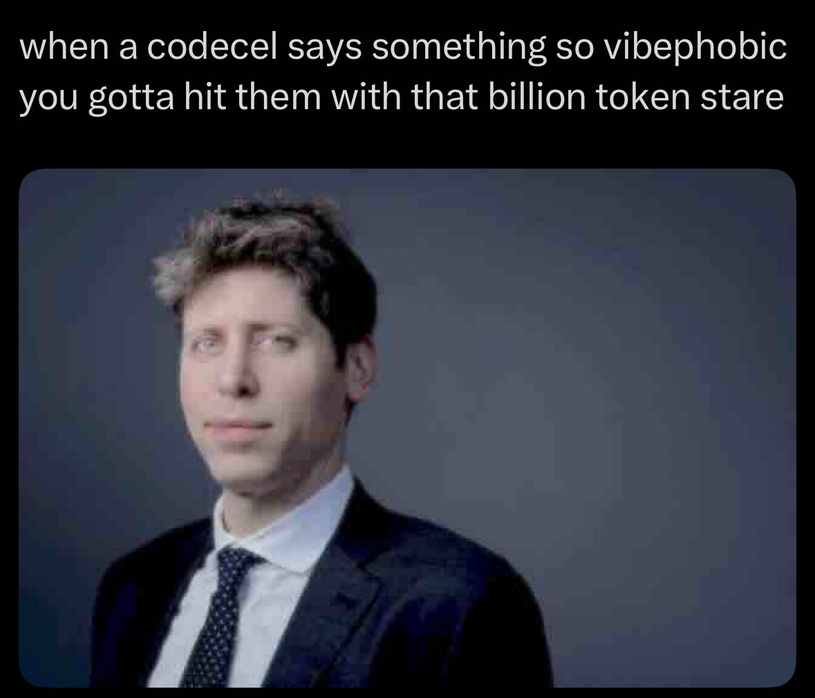 when а codecel says something so vibephobic you gotta hit them with that billion token stare у