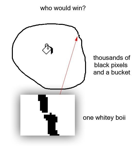 who would win? 4 thousands of black pixels and a bucket one whitey Бой