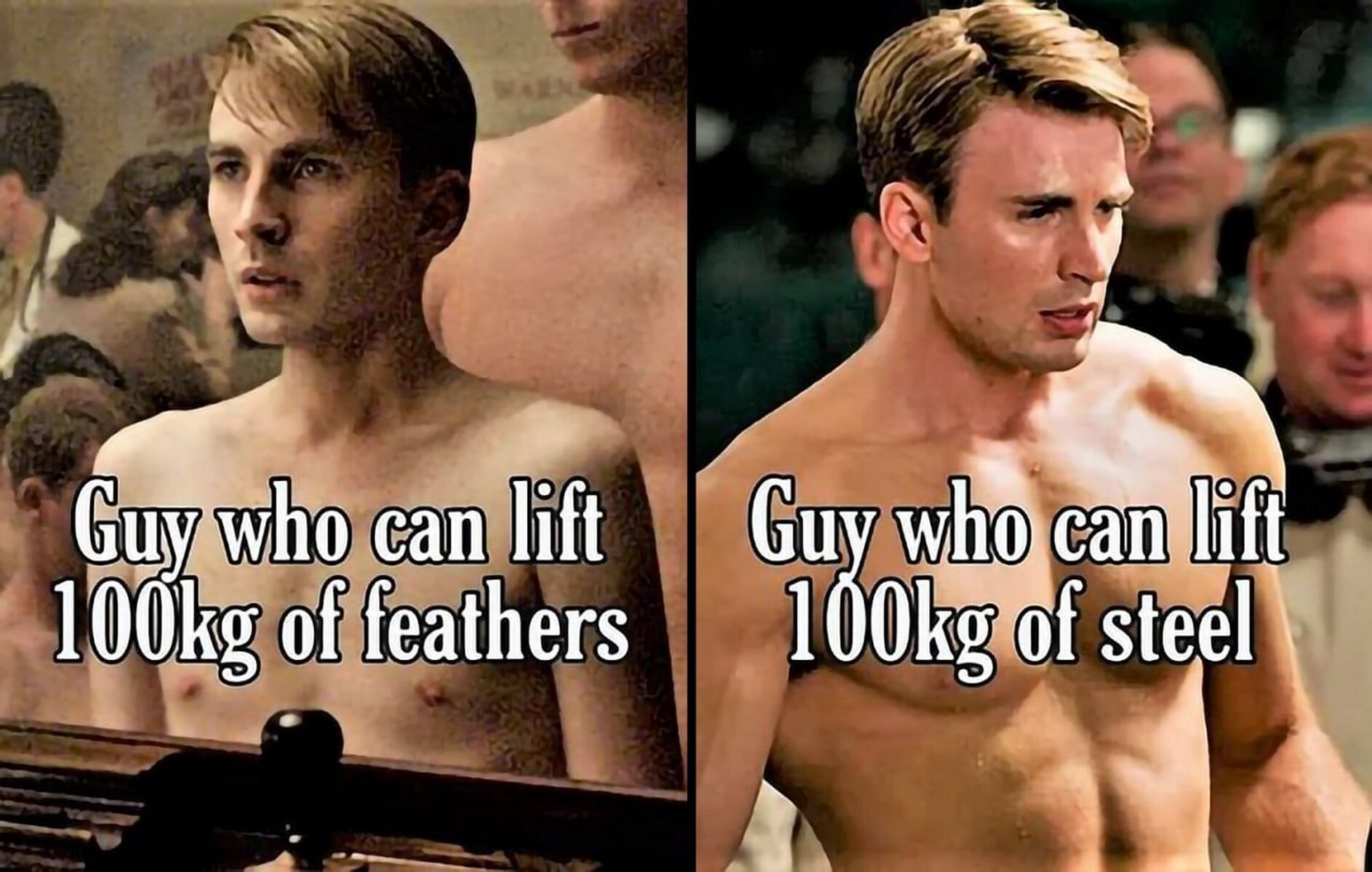 Guy who can lift who o.can lift of feathers of steel