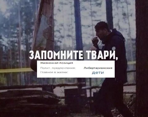 ЗАПОМНИТЕ ТВАРИ, Жизненная позиция Полит. предпочтения: Либертарианские Главное в жизни: дети
