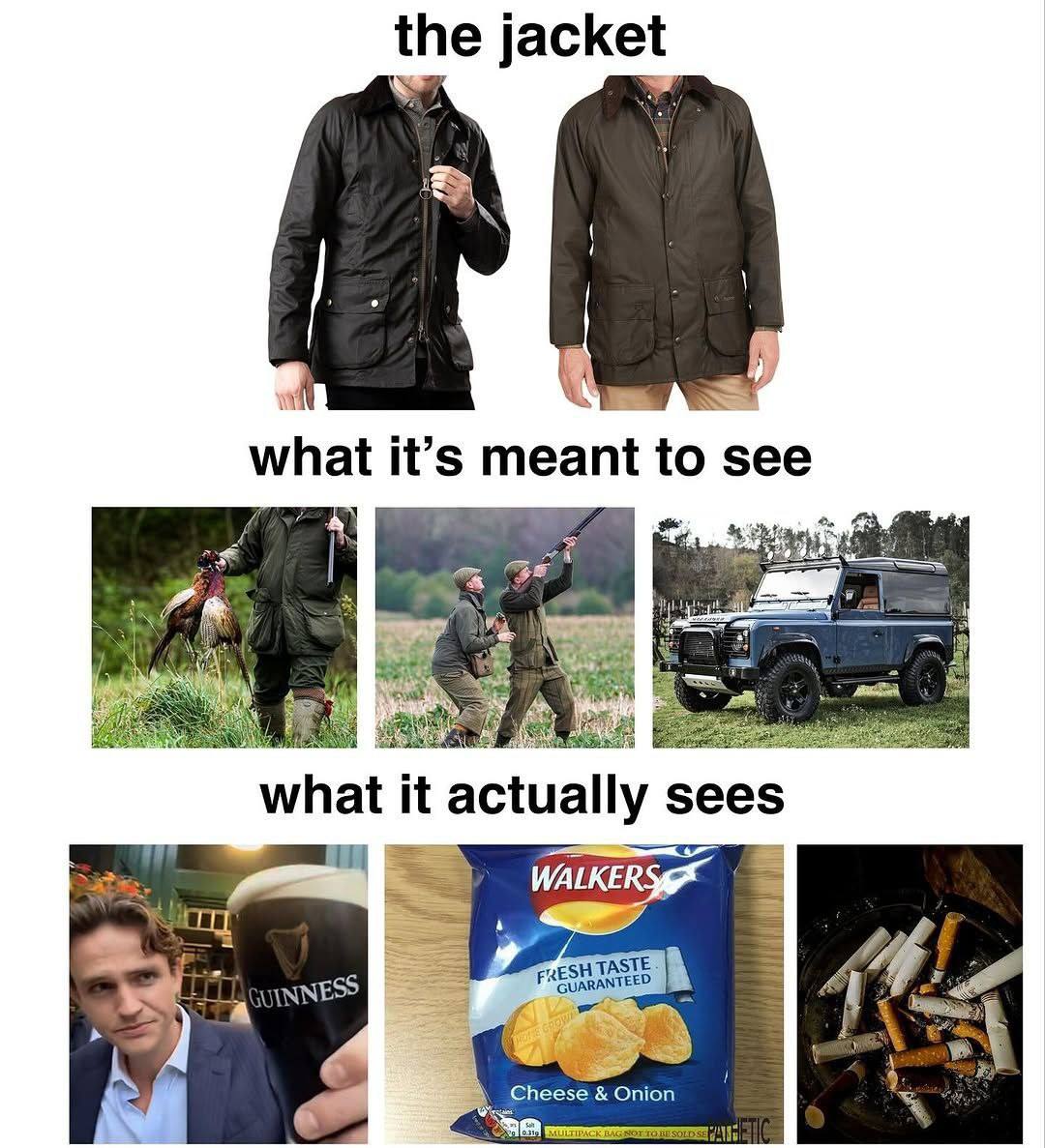 the jacket what it’s meant to see what it actually sees 7 WALKERS FRESH TAS Cheese Onion