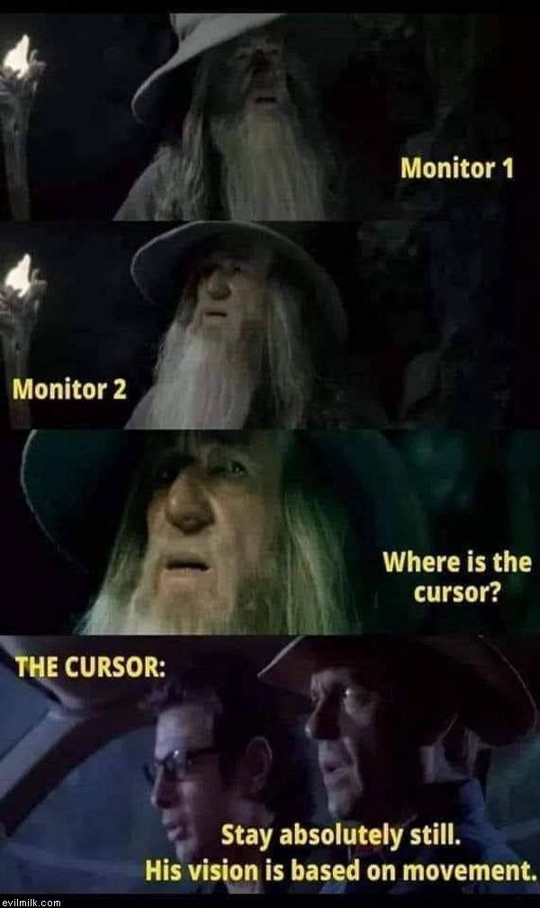 Monitor 1 4 Monitor 2 Where is the cursor? THE CURSOR: Stay absolutely still. His vision is based on movement ilmilk.com