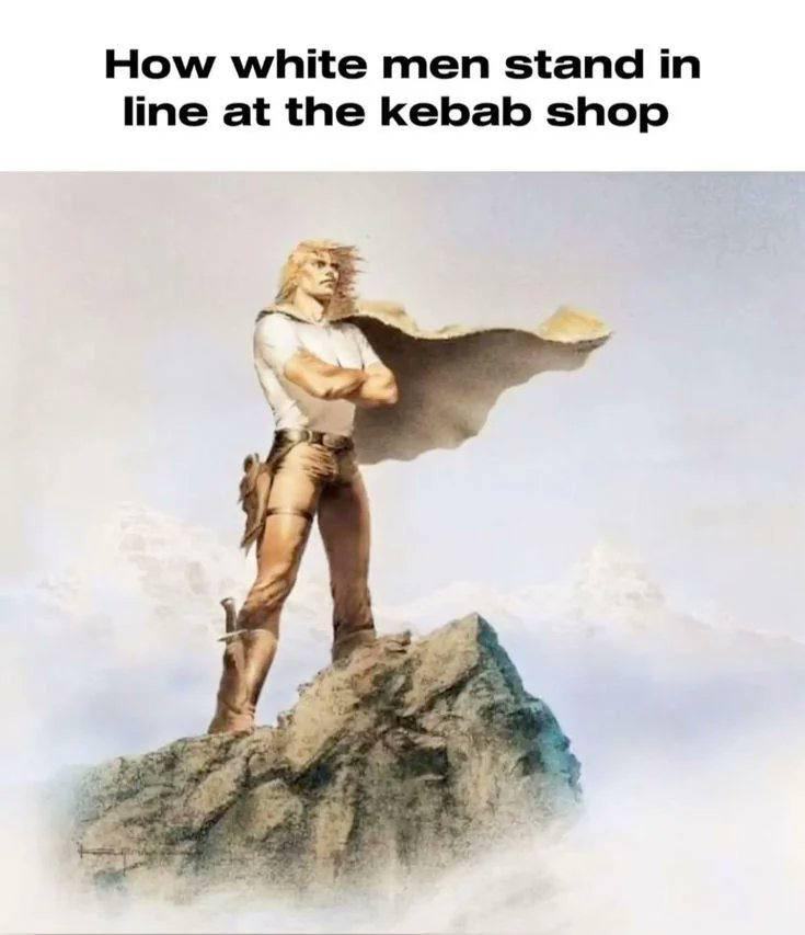 How white men stand in line at the kebab shop a