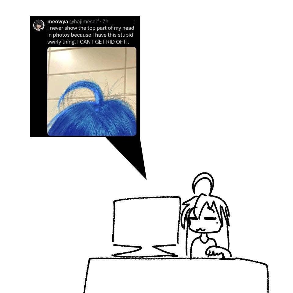 теомуа never show the top part of my head in photos because have this stupid swirly thing. CANT GET RID OF IT.