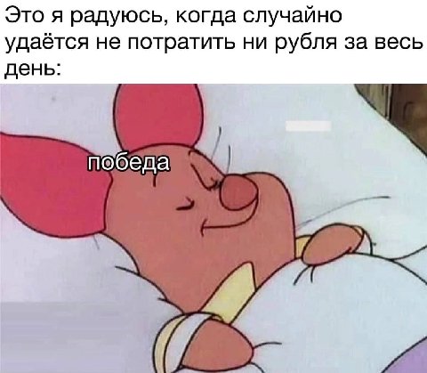 Это я радуюсь, когда случайно удаётся не потратить ни рубля за весь день: победа