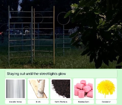 Staying out until the streetlights glow Metallic Notes Birch Earth Tincture Bubble Gum Dandelion