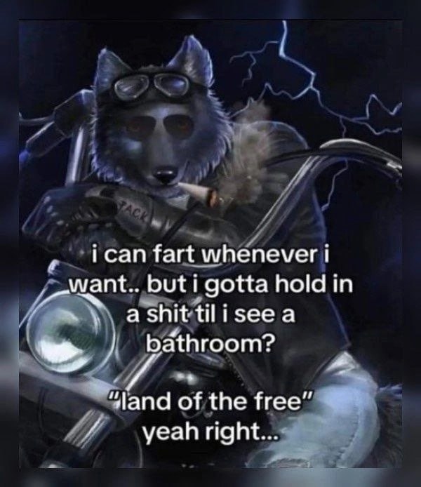 ican fart whenever i want.. but i gotta hold in и а shit зее а bathroom? of the free” yeah right...