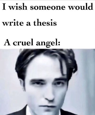 I wish someone would write a thesis A cruel angel: