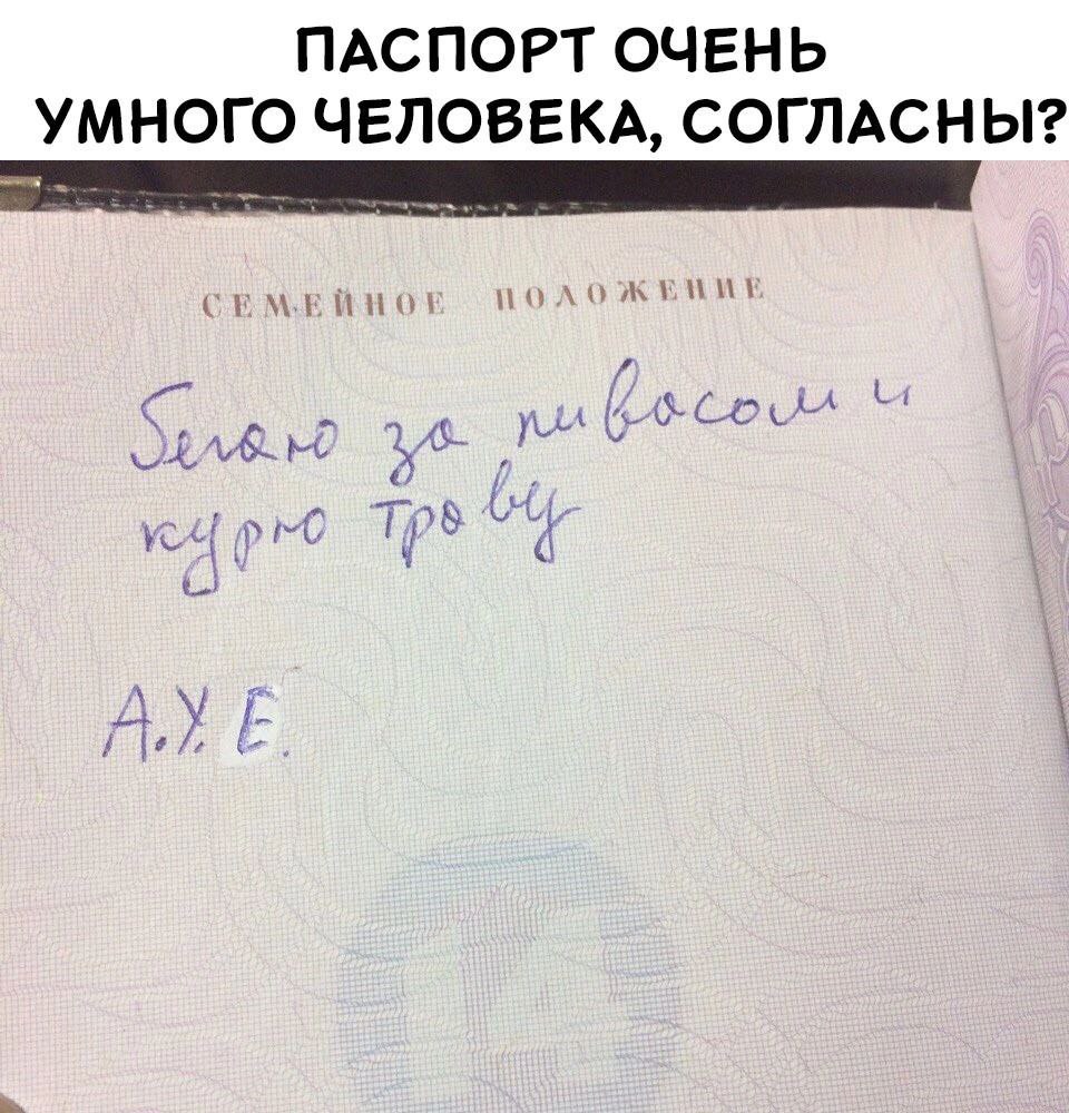 ПАСПОРТ ОЧЕНЬ УМНОГО ЧЕЛОВЕКА, СОГЛАСНЫ? СЕМЕЙНО и я