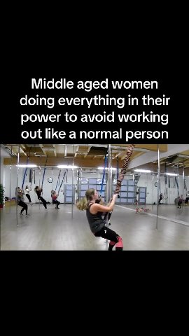 Middle aged women doing everything in their power to avoid working out like a normal person