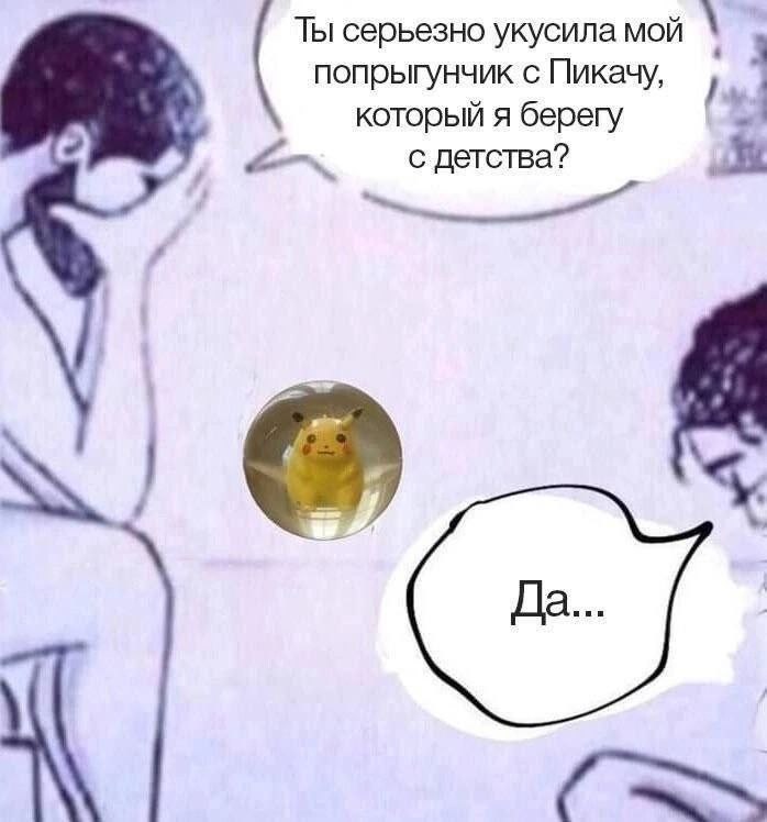 Ты серьезно укусила мой попрыгунчик с Пикачу, который я берегу с детства? К)