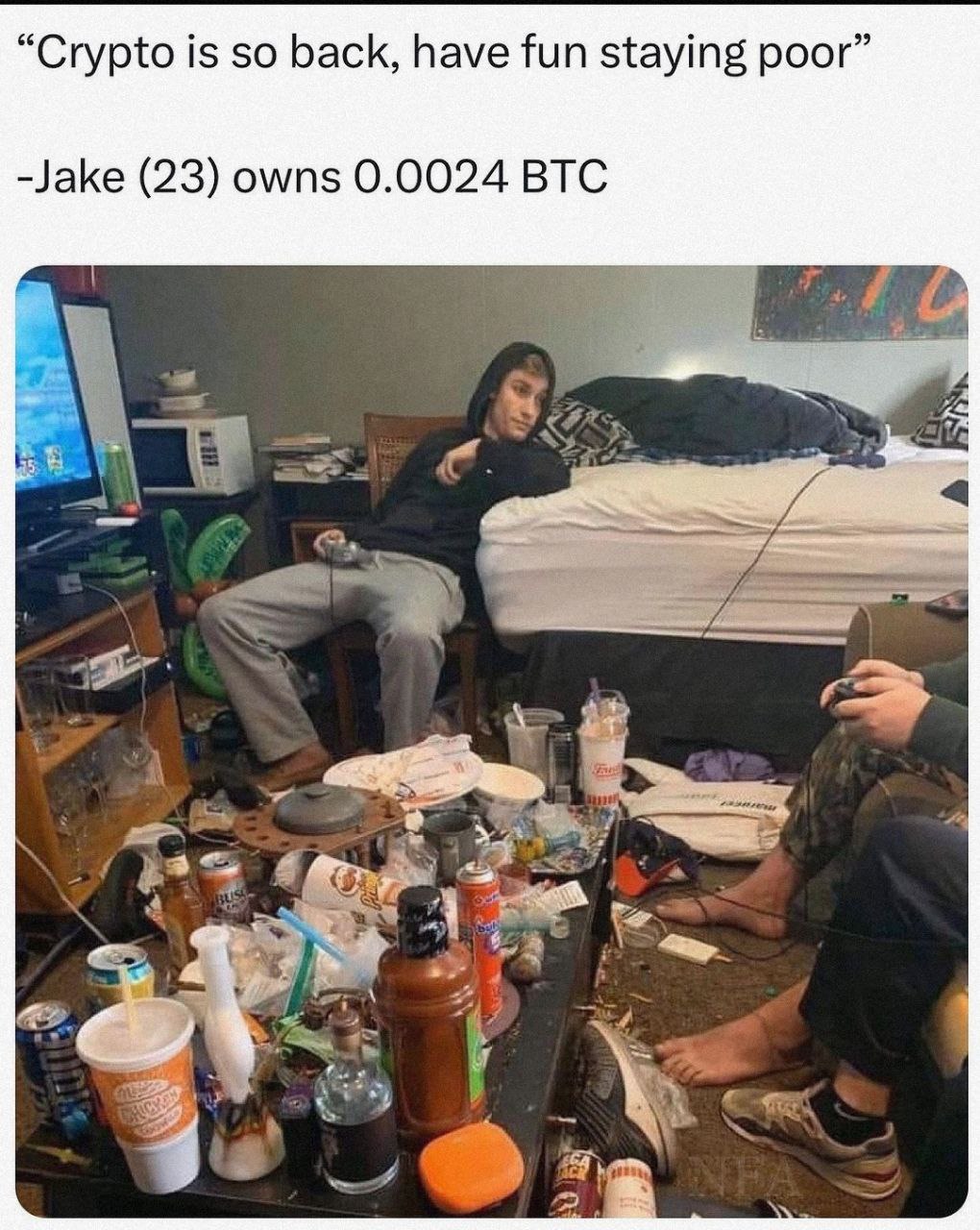 “Crypto is so back, have fun staying poor” -Jake (23) owns 0.0024 BTC A в