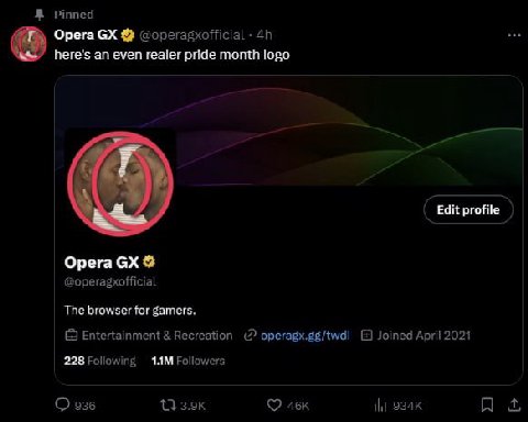 A Pinned Opera @operagxofficial here's an even realer pride month logo Opera @operagxofficial The browser for gamers. Entertainment Recreation operagx.gg/twdl Joined April 2021 228 Following Followers