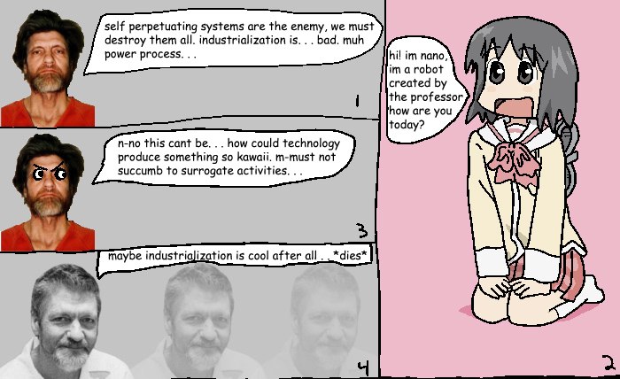 self perpetuating systems are the enemy, we must destroy them all. industrialization is... Бад. muh power process. nano, i= a robot the professor how are you today? п-по this cant how could technology