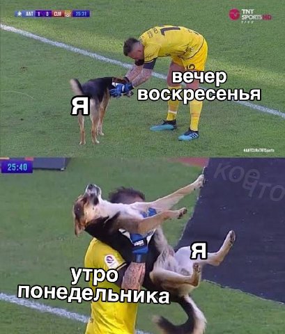 вечер воскресенья -Я утро понедельника i