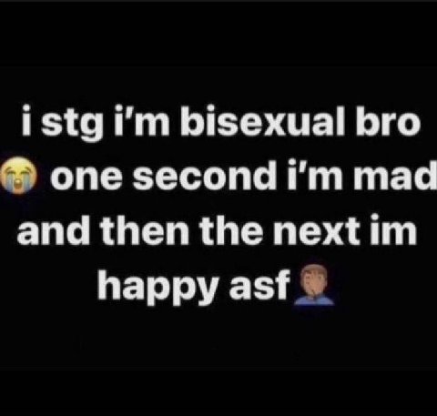 i stg bisexual bro one second mad and then the next happy asf