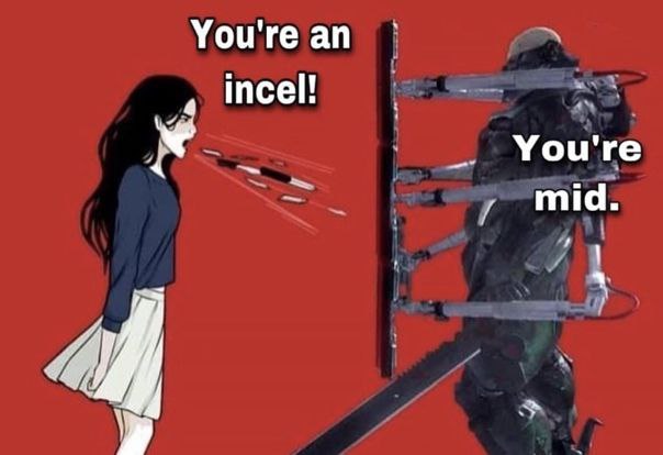 You're an incel! 4 You're mid.