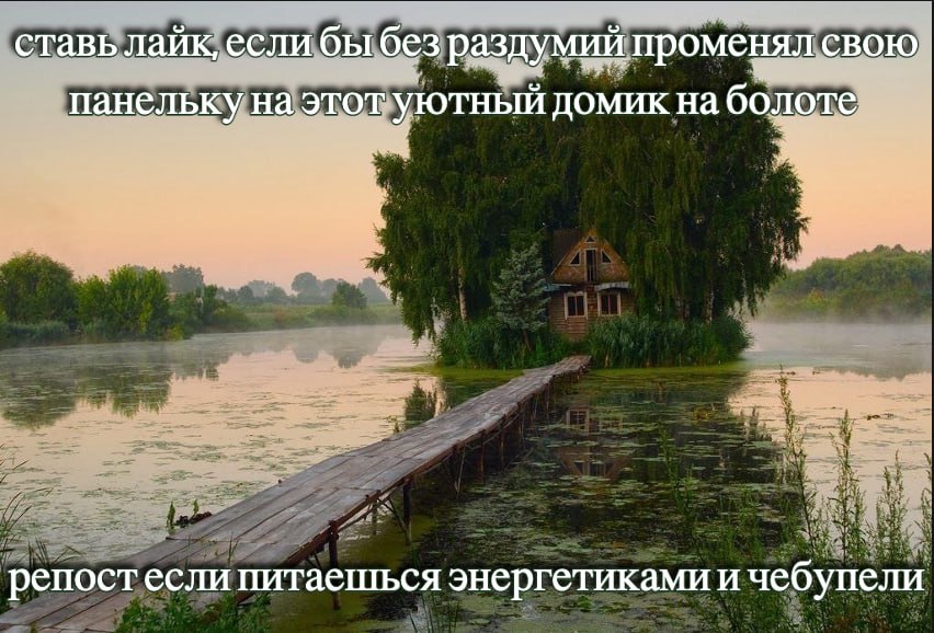 ставь лайк, если бы без раздумий променял свою панельку на этот уютный домик болоте репостесли питаешься энергетиками и чебупели