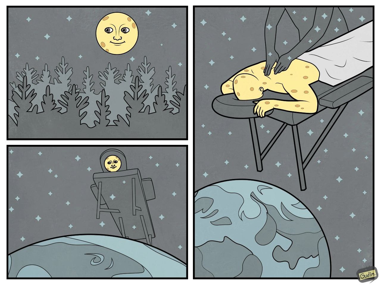 он смотрит