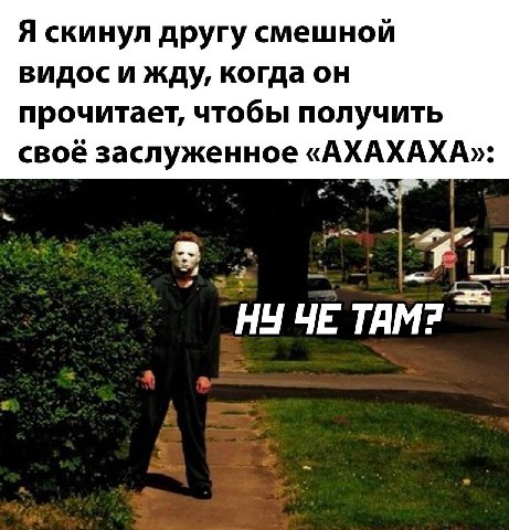 Я скинул другу смешной видос и жду, когда он прочитает, чтобы получить своё заслуженное «АХАХАХА»: TAM?