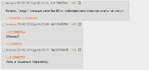163 Аноним 05/02/20 Срд 06:31:26 №212995764 Кстати, "люди" меньше хотя бы 80 собственного мнения иметь не могут. >>212995791 >>212995807 Аноним 05/02/20 Срд 06:33:09 №212995791 >>212995764 Обоснуй >>2