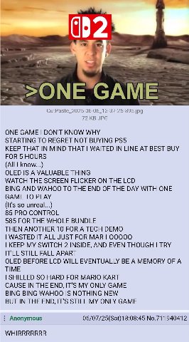 092 у GAME CutPaste_2025-06-06_13-37-25-895.jpg 72 JPG ONE GAME DON'T KNOW WHY STARTING TO REGRET NOT BUYING KEEP THAT IN MIND THAT WAITED IN LINE AT BEST BUY FOR 5 HOURS (All know...) OLED IS A VALUA