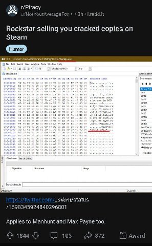 r/Piracy u/NotYourAverageFox i.redd.it Rockstar selling you cracked copies on Steam HxD Club 2\testapp.exe] File Edit Search View Analysis Tools Window Help 16 Windows (ANS) hex ‘еЯарр.ехе Special edi