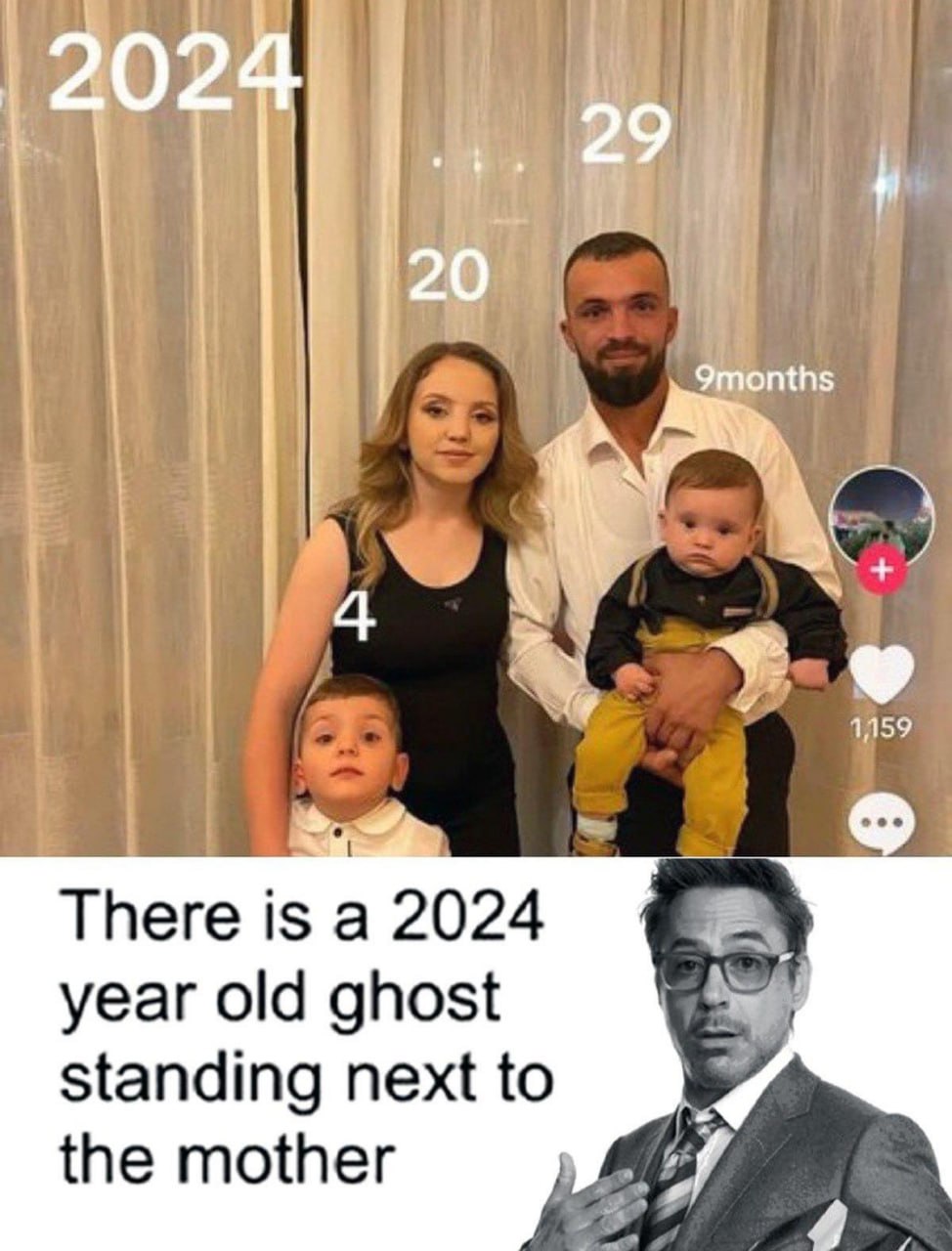 202 29 20 9months 1159 There is а 2024 year old ghost standing next to the mother 4