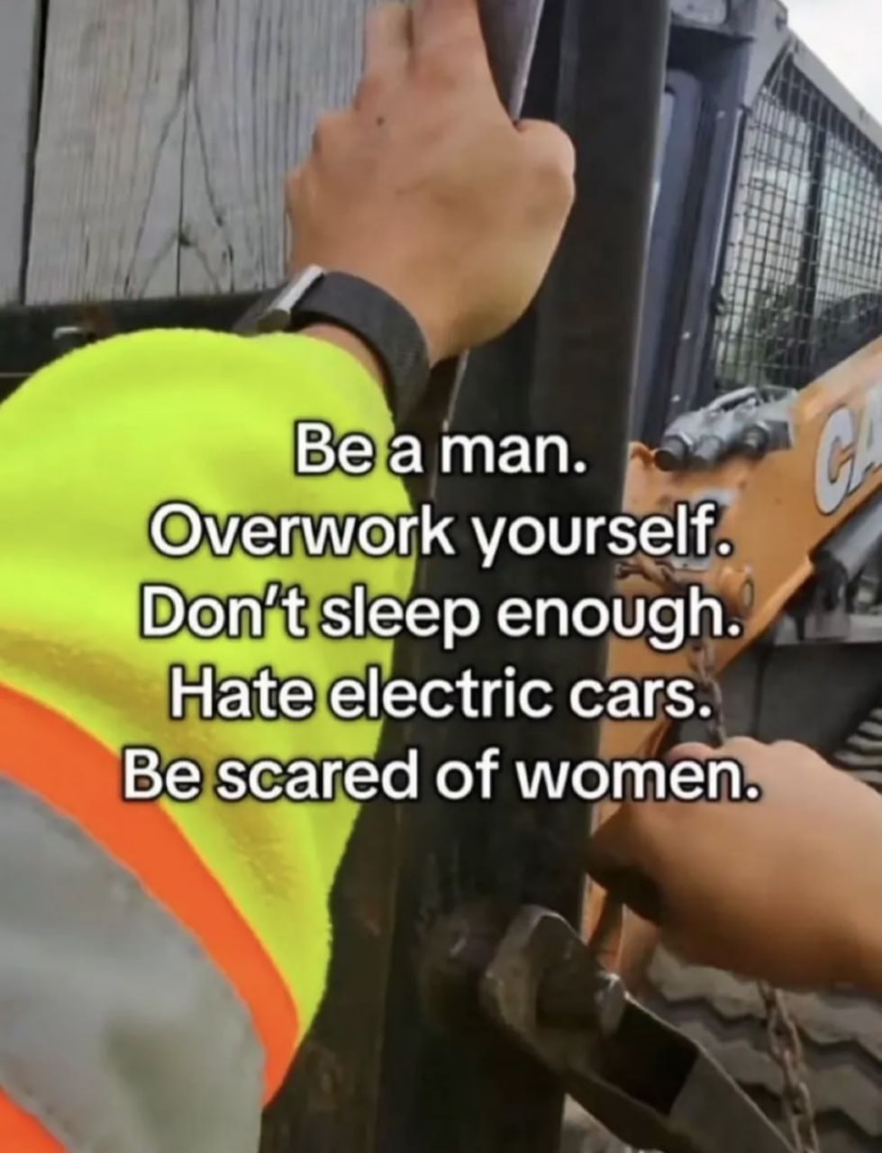 aman. Overwork yourself. Don't sleep enough. Hate electric cars. Be scared of women